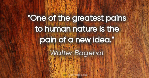 Walter Bagehot quote: "One of the greatest pains to human nature is the pain of a new..."