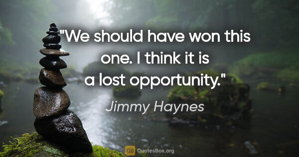 Jimmy Haynes quote: "We should have won this one. I think it is a lost opportunity."