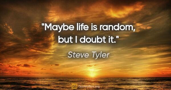 Steve Tyler quote: "Maybe life is random, but I doubt it."
