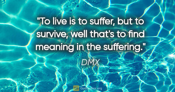 DMX quote: "To live is to suffer, but to survive, well that's to find..."