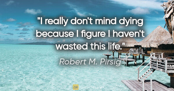Robert M. Pirsig quote: "I really don't mind dying because I figure I haven't wasted..."