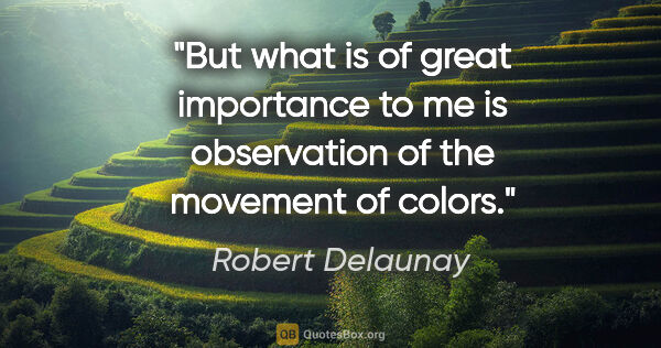 Robert Delaunay quote: "But what is of great importance to me is observation of the..."