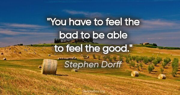Stephen Dorff quote: "You have to feel the bad to be able to feel the good."