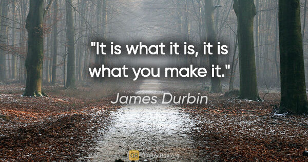 James Durbin quote: "It is what it is, it is what you make it."
