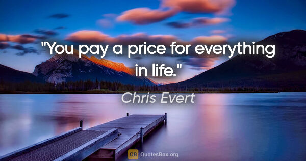 Chris Evert quote: "You pay a price for everything in life."