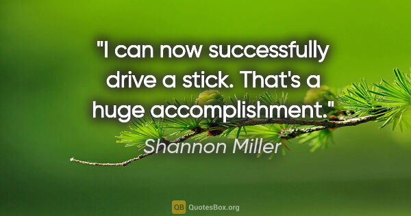 Shannon Miller quote: "I can now successfully drive a stick. That's a huge..."