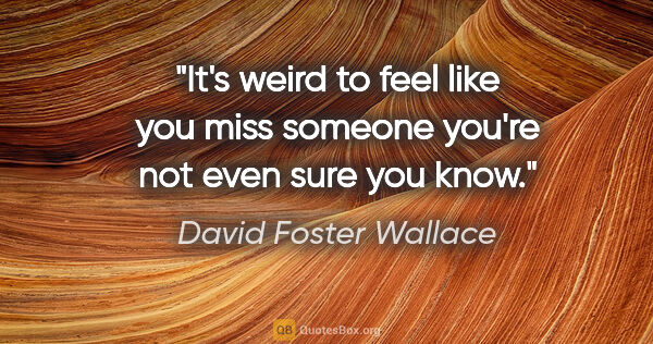 David Foster Wallace quote: "It's weird to feel like you miss someone you're not even sure..."
