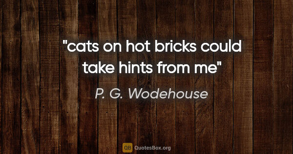 P. G. Wodehouse quote: "cats on hot bricks could take hints from me"
