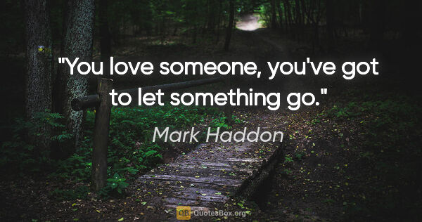 Mark Haddon quote: "You love someone, you've got to let something go."