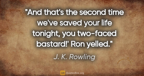 J. K. Rowling quote: "And that's the second time we've saved your life tonight, you..."