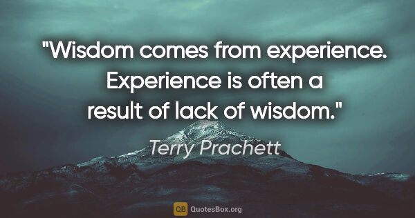 Terry Prachett quote: "Wisdom comes from experience. Experience is often a result of..."