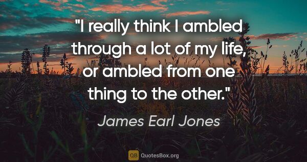 James Earl Jones quote: "I really think I ambled through a lot of my life, or ambled..."