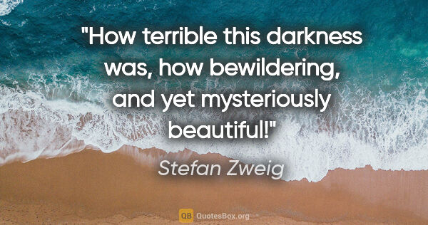 Stefan Zweig quote: "How terrible this darkness was, how bewildering, and yet..."