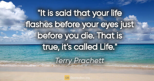 Terry Prachett quote: "It is said that your life flashes before your eyes just before..."