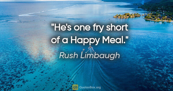 Rush Limbaugh quote: "He's one fry short of a Happy Meal."