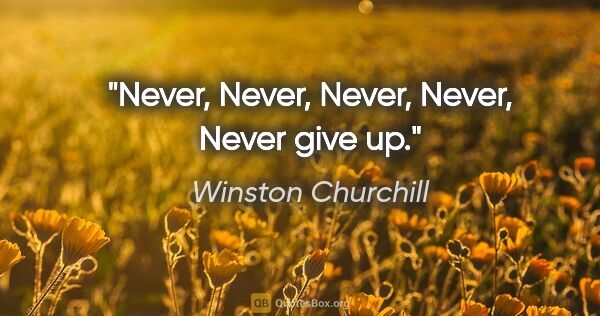 Winston Churchill quote: "Never, Never, Never, Never, Never give up."