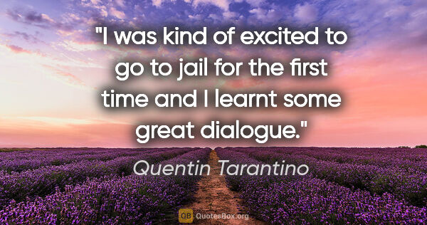 Quentin Tarantino quote: "I was kind of excited to go to jail for the first time and I..."