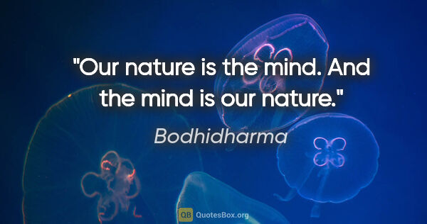 Bodhidharma quote: "Our nature is the mind. And the mind is our nature."