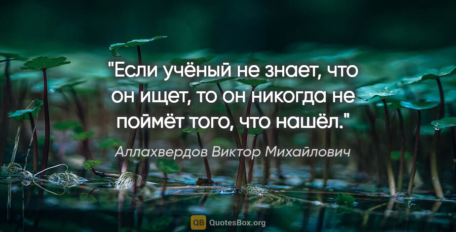 Аллахвердов Виктор Михайлович цитата: "Если учёный не знает, что он ищет, то он никогда не поймёт..."