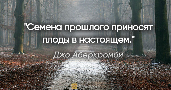 Джо Аберкромби цитата: "Семена прошлого приносят плоды в настоящем."