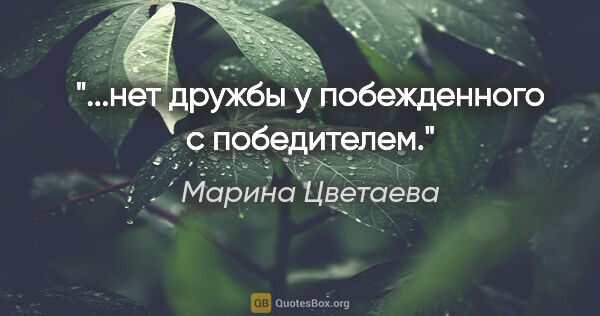 Марина Цветаева цитата: "...нет дружбы у побежденного с победителем."