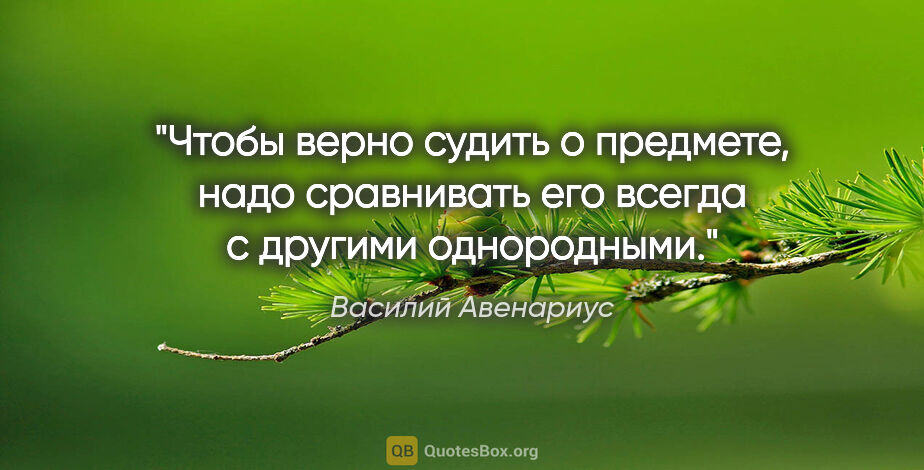 Василий Авенариус цитата: "Чтобы верно судить о предмете, надо сравнивать его всегда с..."