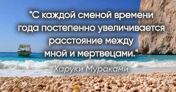 Харуки Мураками цитата: "С каждой сменой времени года постепенно увеличивается..."