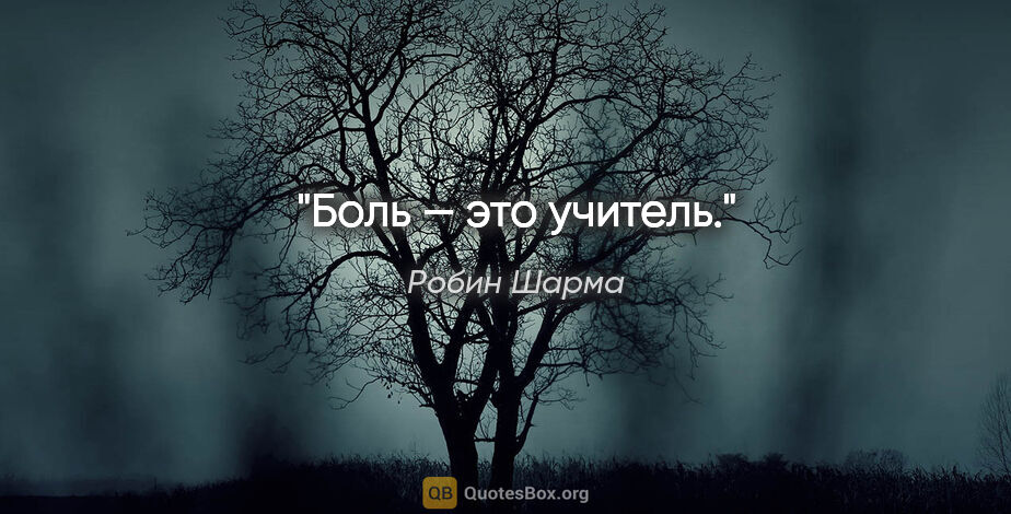 Робин Шарма цитата: "Боль — это учитель."