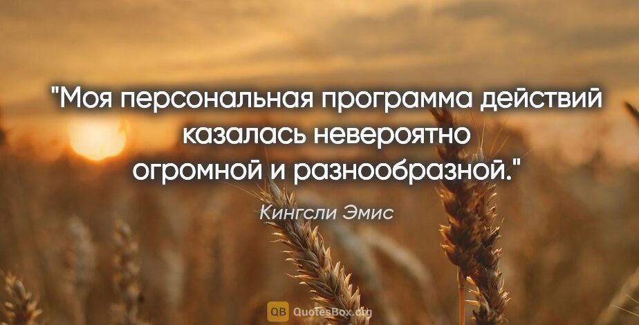 Кингсли Эмис цитата: "Моя персональная программа действий казалась невероятно..."