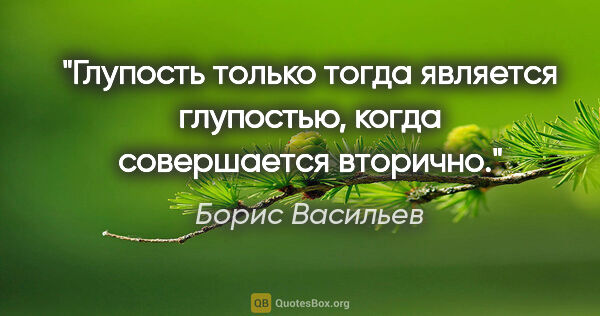 Борис Васильев цитата: "Глупость только тогда является глупостью, когда совершается..."