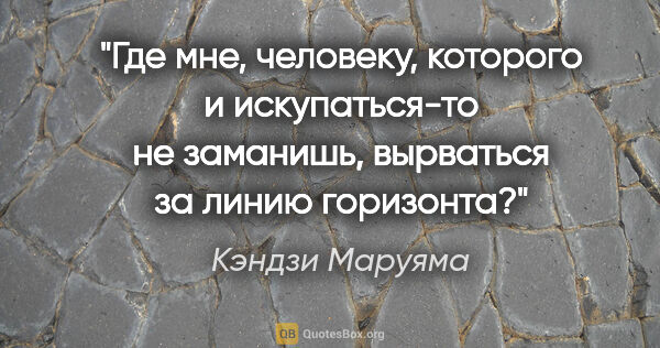 Кэндзи Маруяма цитата: "Где мне, человеку, которого и искупаться-то не заманишь,..."