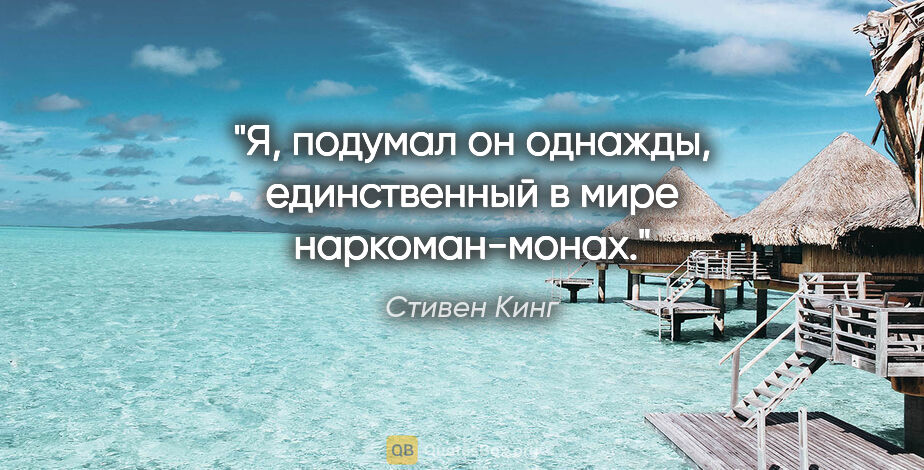 Стивен Кинг цитата: "Я, подумал он однажды, единственный в мире наркоман-монах."