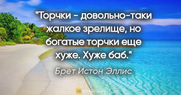 Брет Истон Эллис цитата: "Торчки - довольно-таки жалкое зрелище, но богатые торчки еще..."