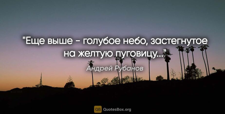 Андрей Рубанов цитата: "Еще выше - голубое небо, застегнутое на желтую пуговицу..."
