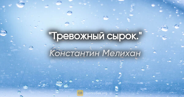 Константин Мелихан цитата: "Тревожный сырок."