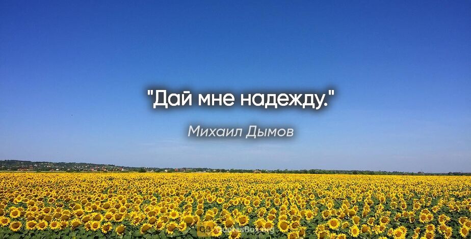 Михаил Дымов цитата: "Дай мне надежду."