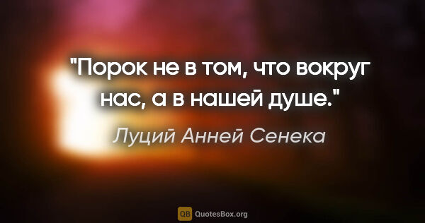 Луций Анней Сенека цитата: "Порок не в том, что вокруг нас, а в нашей душе."