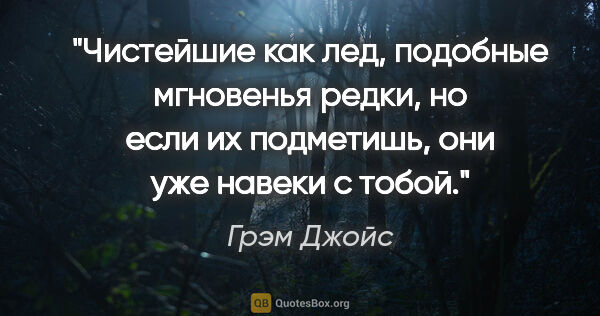 Грэм Джойс цитата: "Чистейшие как лед, подобные мгновенья редки, но если их..."