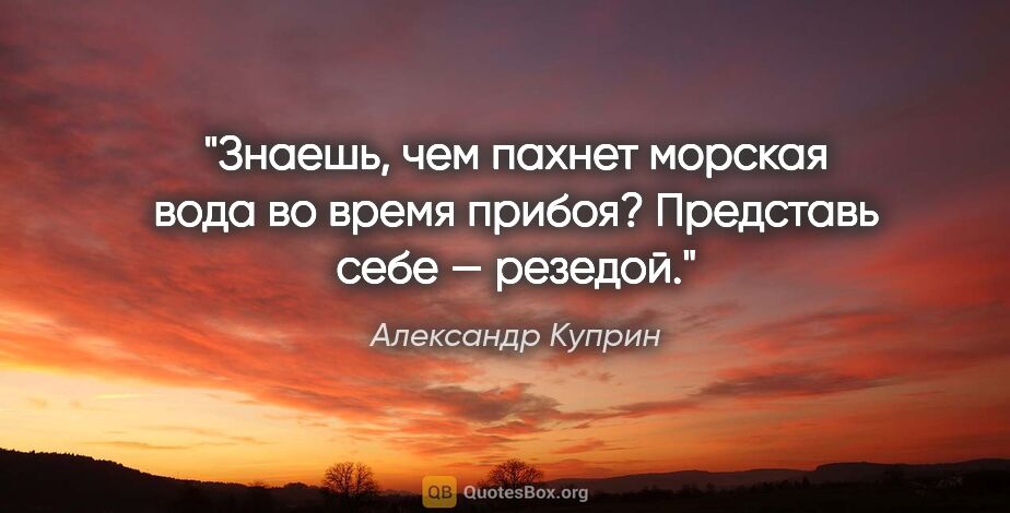 Александр Куприн цитата: "Знаешь, чем пахнет морская вода во время прибоя? Представь..."