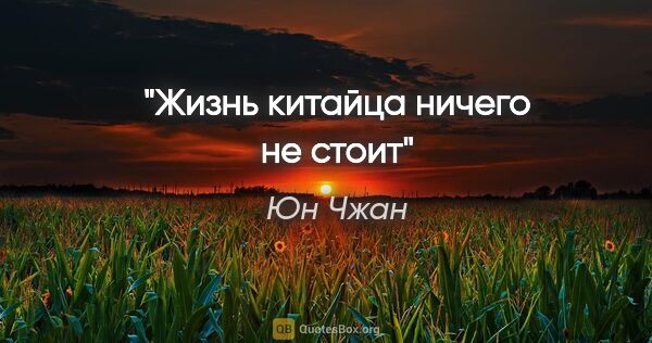 Юн Чжан цитата: "Жизнь китайца ничего не стоит"