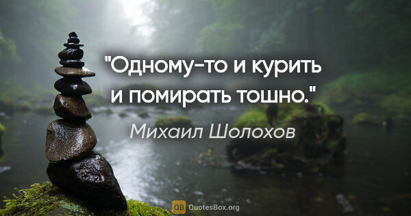 Михаил Шолохов цитата: "Одному-то и курить и помирать тошно."