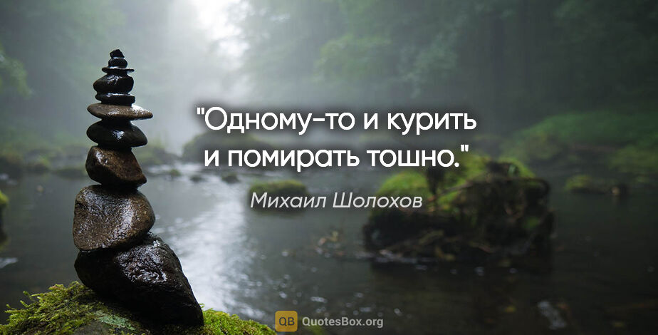 Михаил Шолохов цитата: "Одному-то и курить и помирать тошно."