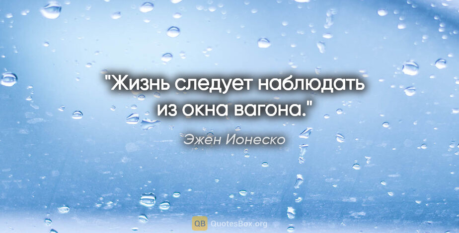 Эжен Ионеско цитата: "Жизнь следует наблюдать из окна вагона."