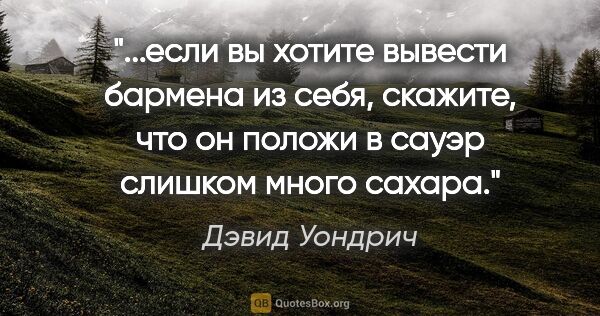 Дэвид Уондрич цитата: "если вы хотите вывести бармена из себя, скажите, что он положи..."