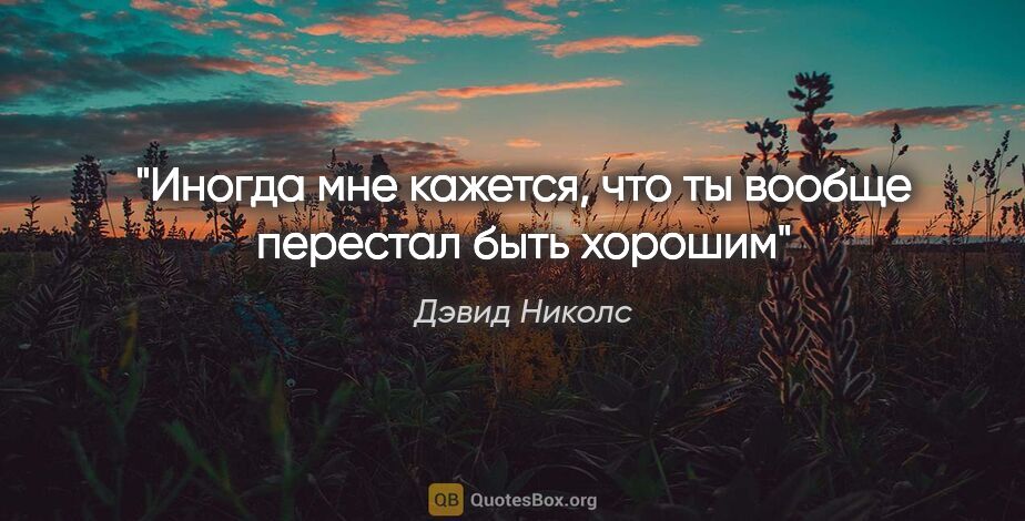 Дэвид Николс цитата: "Иногда мне кажется, что ты вообще перестал быть хорошим"