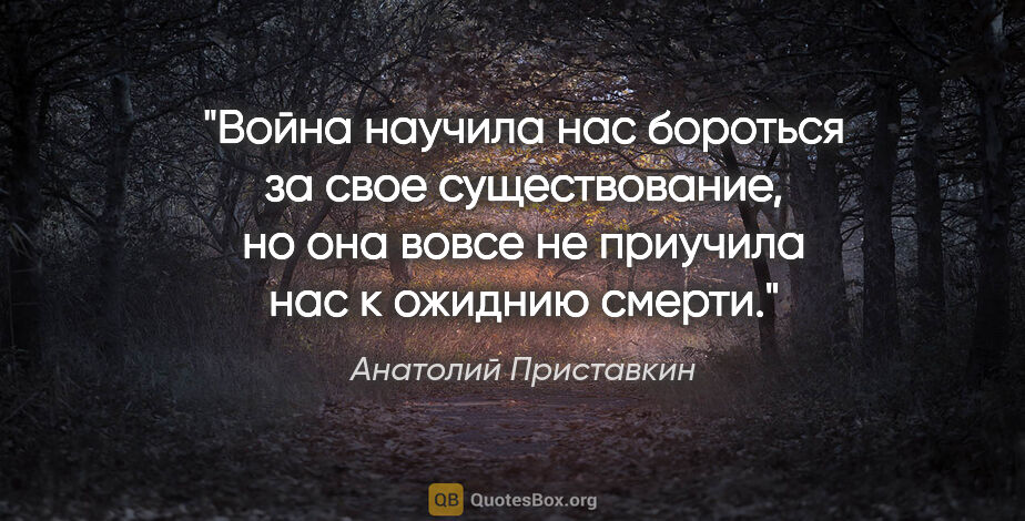 Анатолий Приставкин цитата: "Война научила нас бороться за свое существование, но она вовсе..."