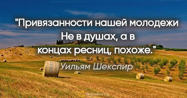 Уильям Шекспир цитата: "Привязанности нашей молодежи 

Не в душах, а в концах ресниц,..."