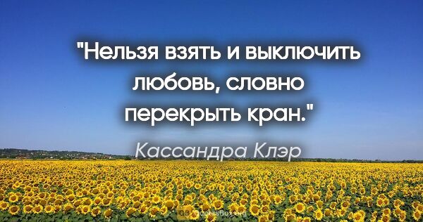 Кассандра Клэр цитата: "Нельзя взять и выключить любовь, словно перекрыть кран."