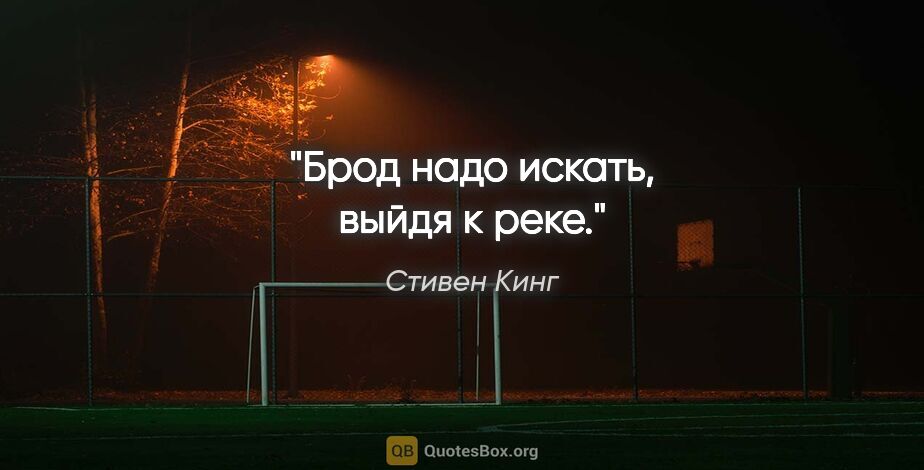 Стивен Кинг цитата: "Брод надо искать, выйдя к реке."