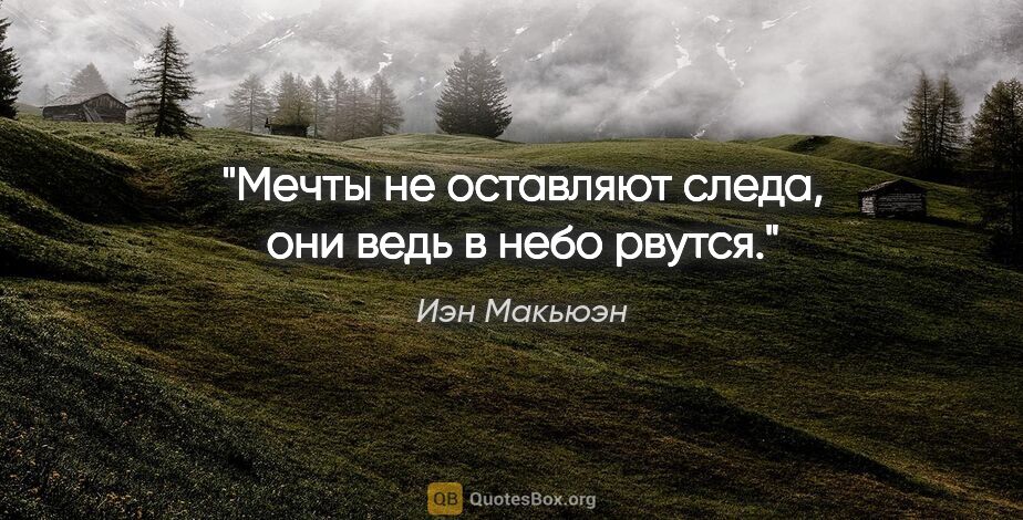 Иэн Макьюэн цитата: "Мечты не оставляют следа, они ведь "в небо рвутся"."